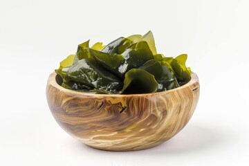 Poster - Wakame seaweed in wooden bowl Japanese cuisine