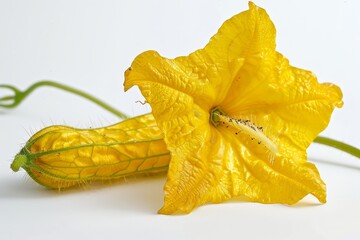 Sticker - Yellow Bitter Cucumber flower on white background