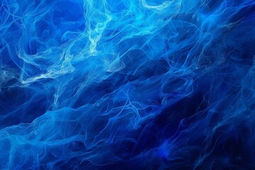 Poster - A digital abstract background featuring delicate, swirling lines of light blue against a deep blue backdrop. Generative AI