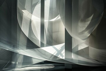 Poster - A photograph showcasing the interplay of light and form within a contemporary interior space. Generative AI