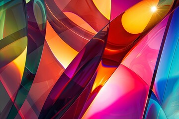 Poster - A close-up shot of abstract shapes with a vibrant, rainbow-like edge effect. Generative AI