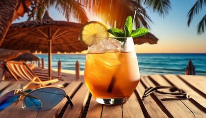 Wall Mural - cocktail for beach bar or summer cocktail party design