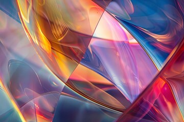 Fototapete - Abstract colorful shapes with iridescent edges, creating a vibrant and dynamic composition. Generative AI