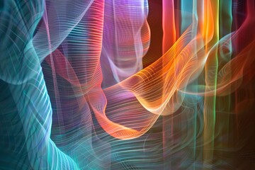 Fototapete - An abstract image featuring colorful, flowing waveforms representing various emotions. Generative AI