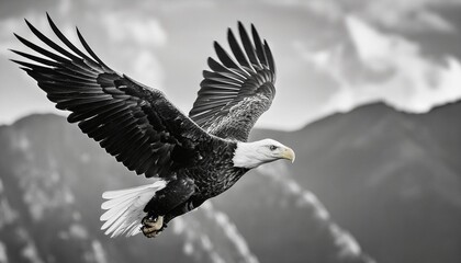 majestic eagle soaring in black and white suitable for wildlife publications