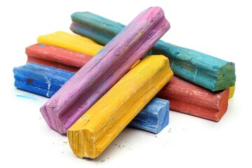 Poster - A pile of colorful crayon sticks stacked high, great for art projects or decorative arrangements
