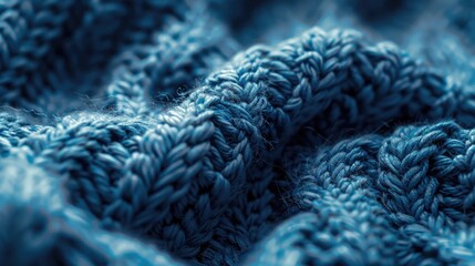 Aufkleber - A detailed shot of a soft blue knitted blanket, perfect for textiles and interior design illustrations