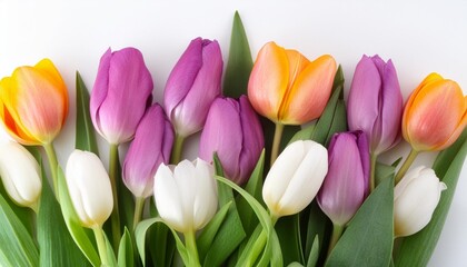Wall Mural - beautiful bouquet of tulip flowers isolated on a white background