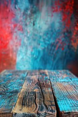 Poster - A detailed view of a wooden table with blurred surroundings
