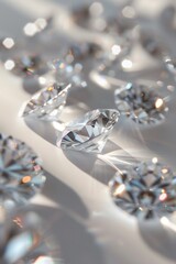 Poster - A cluster of sparkling diamonds arranged on a clean white background
