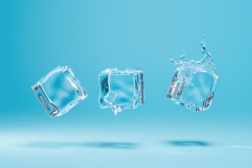 Poster - Pieces of ice falling into the water, a serene and peaceful scene