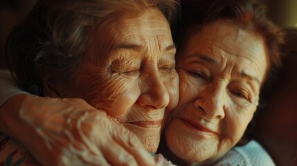 Poster - Two women embracing in a warm moment