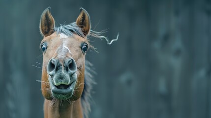 Poster - A close-up shot of a horse's face with blurred background