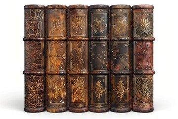 Aufkleber - Old books stacked on top of each other, vintage style