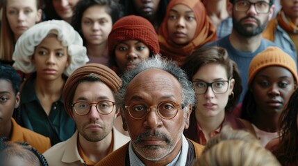 Poster - A large gathering of people facing each other