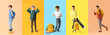 © Pixel-Shot - Group of cute little school boys on color background