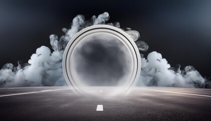 Wall Mural - smoke exploding outward from circular empty center dramatic smo