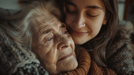 Poster - A tender moment of affection between two women, eyes closed in trust