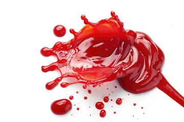Poster - A close-up shot of a red liquid splashing onto a white surface