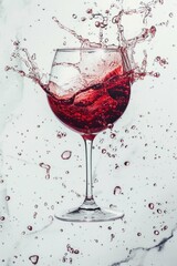 Poster - A glass filled with red wine and a splash of water, perfect for a relaxing evening or as a prop in your scene
