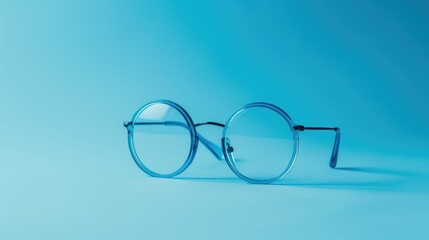 Poster - A pair of glasses sitting on a blue background