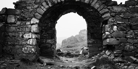 Poster - A simple yet striking image of a stone arch, perfect for use in architectural or design contexts