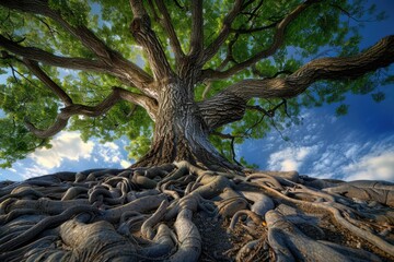 Aufkleber - A large tree with multiple roots