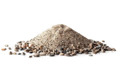 Poster - A pile of rocks and gravel on a white surface