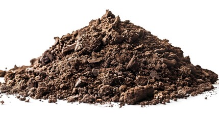 Poster - A close-up view of a pile of dirt on a white surface, ideal for use in scientific or educational contexts