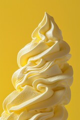 Wall Mural - A close-up shot of an ice cream cone on a bright yellow background, perfect for use in food-related contexts