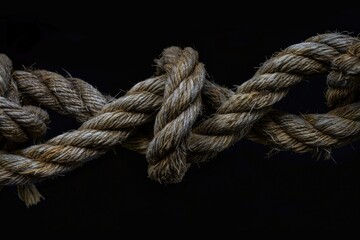Poster - A close-up shot of a rope knot on a dark, solid-colored background
