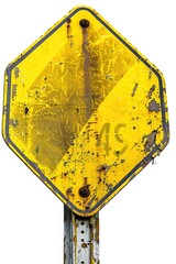 Aufkleber - A yellow stop sign perched on top of a metal pole, ready to signal caution