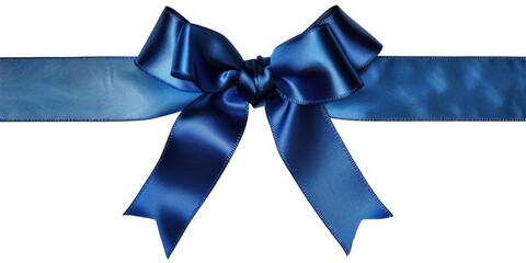 Poster - A blue ribbon with a decorative bow on a clean white surface