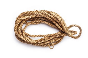Poster - A close-up view of a rope resting on a white surface, ideal for use in graphic design or illustration projects