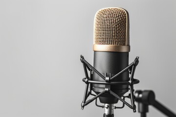 Aufkleber - Close-up shot of a microphone on its stand, ready for use