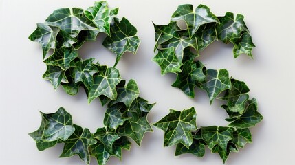 Poster - Single green leaves arranged on a white surface