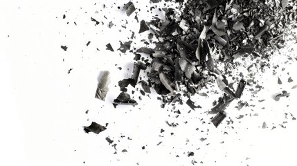 Poster - A black and white photo of a pile of rubble, useful for depicting post-apocalyptic or urban decay scenes