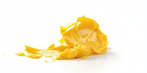Poster - A single piece of cheese, peeled and placed on a clean white surface
