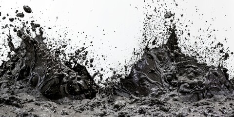 Poster - A close-up view of a muddy pile in monochrome