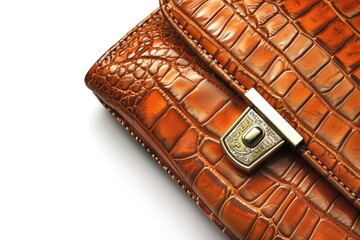 Poster - A close-up shot of a purse lying on a white surface, perfect for use in fashion, beauty, or lifestyle contexts