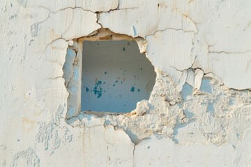 Aufkleber - A hole in a white wall with peeling paint