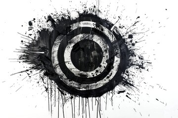 Poster - A classic bulls eye target image with concentric circles in black and white