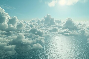 Poster - View of the ocean and clouds from an airplane window