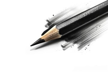 Poster - A close-up shot of a black pencil on a white background, ideal for use in school or office settings