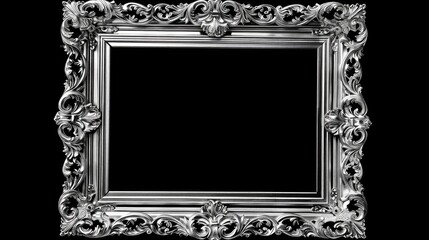 Aufkleber - A silver picture frame placed on a black background