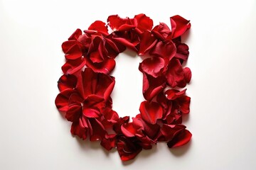 Aufkleber - A delicate heart created from red flower petals on a white background, ideal for romantic and loving occasions