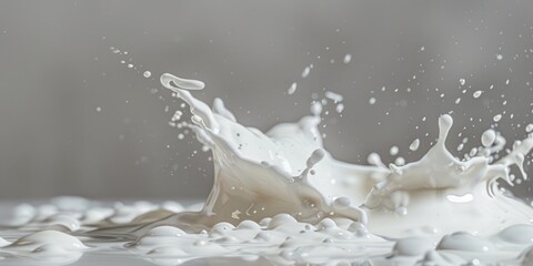 Wall Mural - A splash of milk on a clean white surface, suitable for use in food and beverage illustrations