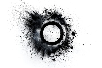 Aufkleber - A black and white photograph of a clock covered in paint splatters