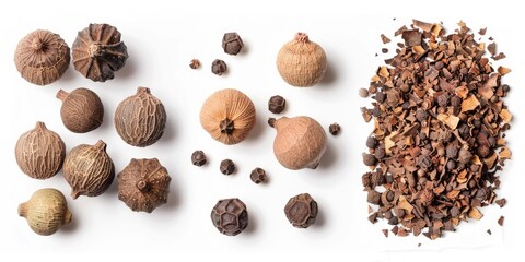 Poster - A collection of various nuts and seeds arranged on a white surface
