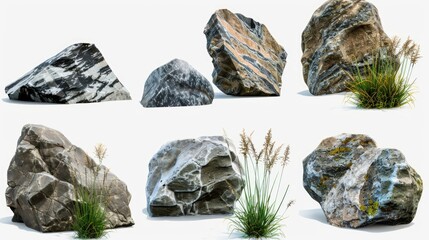 Aufkleber - A close-up view of a rocky terrain with grass growing in between the stones